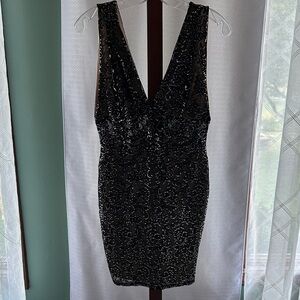 Windsor Black Sequin Backless Dress